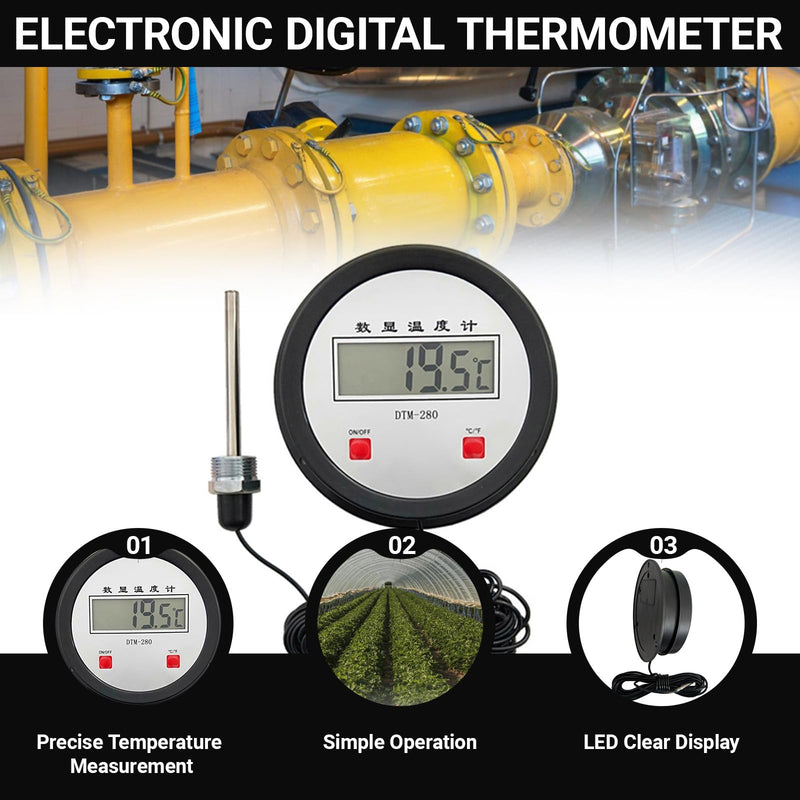 Accurate Industrial Digital Thermometers with Long Probe for Accurate Temperature Measurement in Hard to Reach Areas Probe Without Thread (Long)
