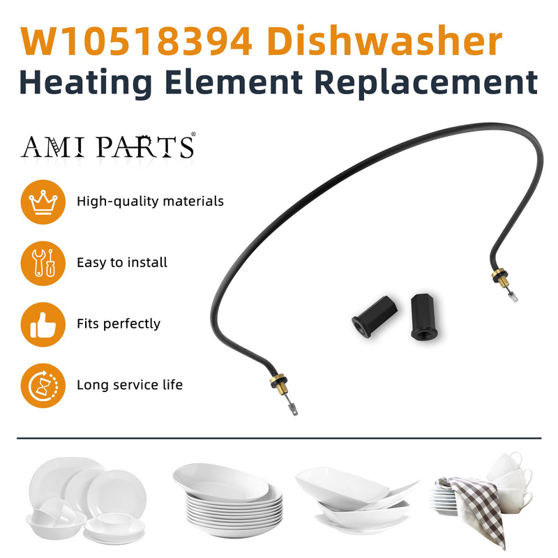 AMI PARTS W10518394 Dishwasher Heating Element Kit Fit for Whirlpool Dishwasher 66512413N412 66513002N510 7GU2455XTSQ0 7WDT770PAYM3 - replaces 8194250, W10134009, W10441445