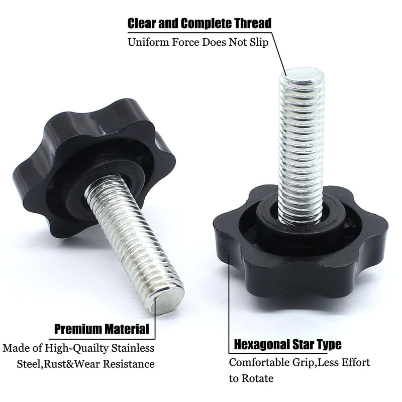 M8 x 25mm Thread Clamping Knob,Hex Star Knurled Thumb Screw Knobs,Tightening Screws Nuts Knob,6 Star Hand Knob Pack of 6 Onesize
