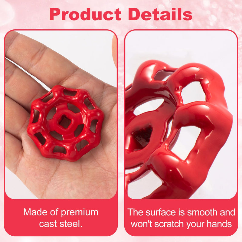 2pcs Outdoor Faucet Handle, 6x6mm Round Wheel Hose Bib Handle, Rustproof Water Spigot Handle Outside Water Valve Faucet Handle Replacement Parts- Red