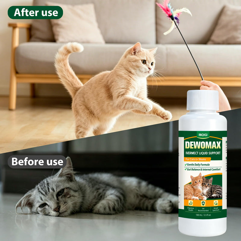 lvermect for Cats, Cat Liquid Gut Balance Support, Internal Cleanse Formula for Digestive Comfort, Easy-to-Administer Drops, Mix with Food or Water, Daily Natural Wellness Support - 100 mL