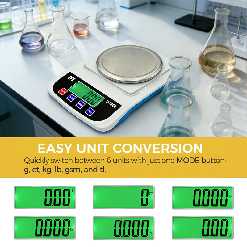 Digital Lab Scale 1000g x 0.01g High Precision Analytical Balance Electronic Scale, LCD Display and Counting for Laboratory Jewellery Kitchen Scientific