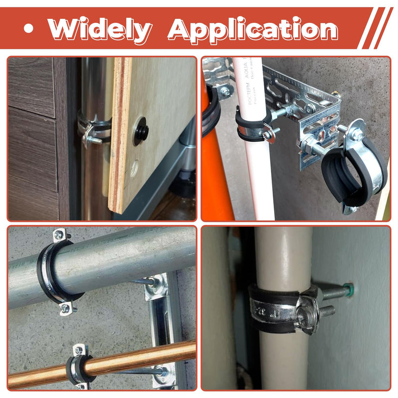 6 Pcs 1.9-2 Inch Split Ring Pipe Hanger, 47-51mm Heavy Duty Adjustable Pipe Bracket Clamp with Screw & Expansion Tube, Wall Ceiling Mount Combination Thread M8/M10 Metal Pipe Clamps 6 Pack Fit for Pipe OD 1.9-2 Inch(47-51mm)