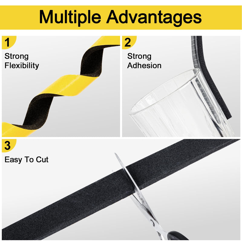 Weather Stripping Door Seal Strip,Black Weatherproof Foam Tape Insulation for Sliding Door, Front Door Frame, Windows (1/2 in x 1/4 in x 32.8Ft) 1/2Inx1/4Inx32.8Ft Black