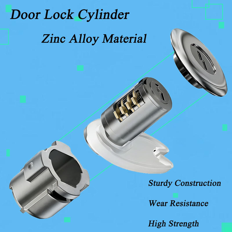 Door Lock Cylinder Set Compatible with Chrysler Dodge Eagle Jeep & Plymouth Vehicles, Front Side Door Lock Cylinder Replace# 4723484