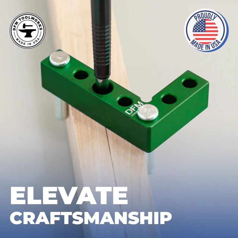 Small Square and Center Finder - Mini Square Tool with 11/32" Center Marking Hole Woodworking, Carpenter Engineering Square, Center Marking Tool, Made in USA - Blue