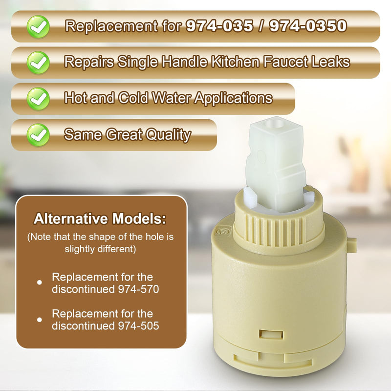 Enhon Single Lever Ceramic Disk Cartridge Compatible with 974-035/974-0350, Compatible with Price Pfister Marielle Lavatory Faucet, Faucet Cartridge Replacement