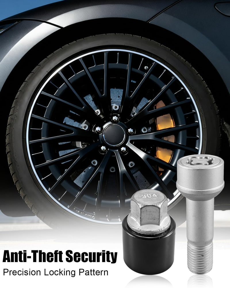 Wheel Lock Bolt Nut Set Fit for Mercedes-Benz GLS X166 GLE W166 2015-2019 GLC X253 2016 GLK EQB EQC, 304 Pattern Rim Anti Theft Lug Nuts Replace 0019901707 A0019901707