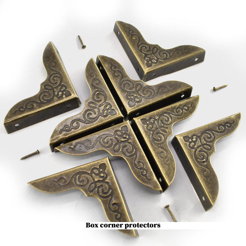 Antique Engraved Decorative Hasp Latch Hasp Hinges and Box Corner Protectors for Jewelry Box Cabinet Drawer Decoration and Repair - NewNest Australia
