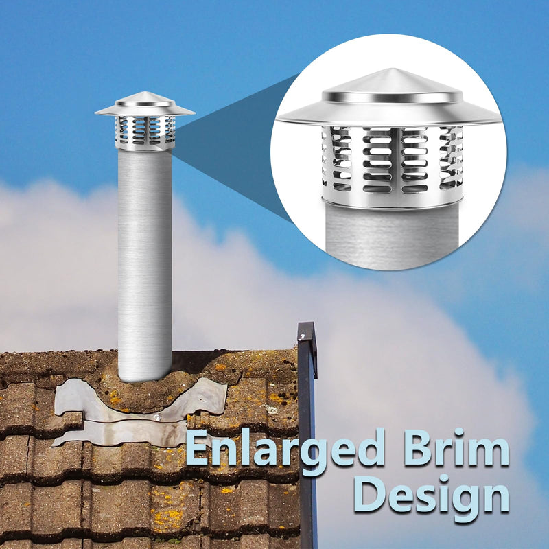 Stainless Steel Chimney Caps Cover for Outside (3 in, Silvery) 3 inch