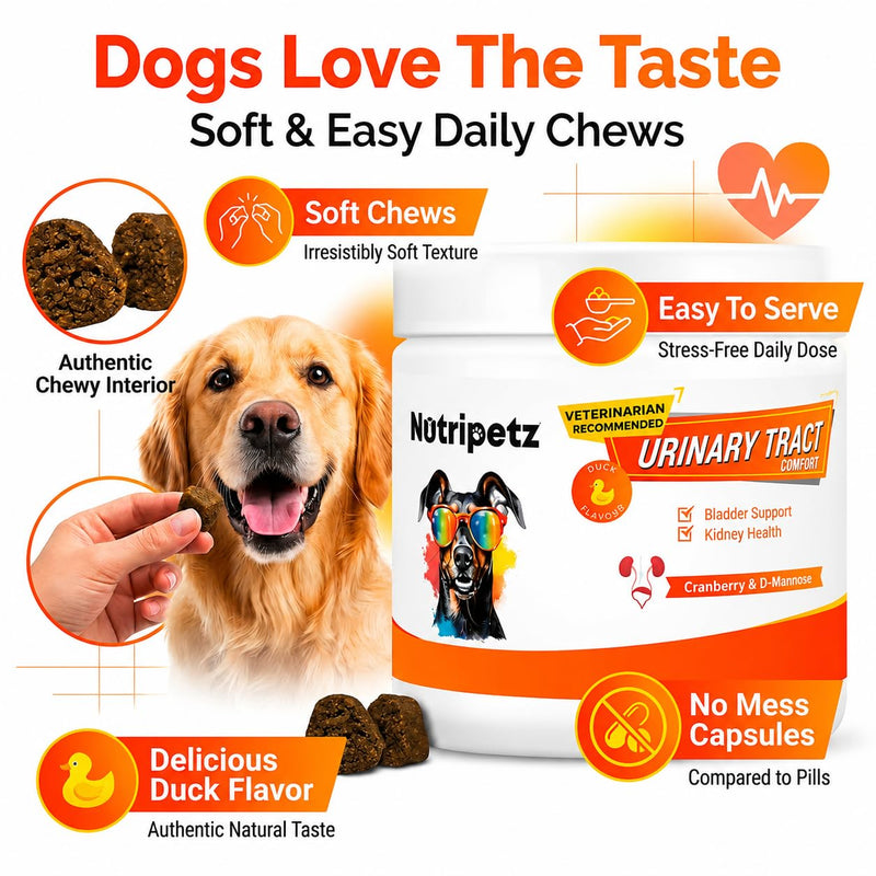 120 Cranberry Supplement for Dogs - Bladder Control for Dogs - Urinary Tract Support - Vitamin B6 & L-Arginine - Cranberry Chews with D-Mannose - Immune & Gut Support