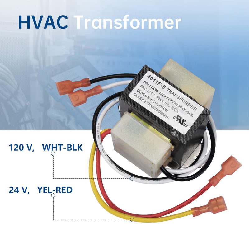 46-24124-06 HVAC Transformer Replacement for Rheem Furnace Parts, 40 VA Furnace Control Transformer 120/24V Channel 2 Hole Mount HVAC Furnace Transformer