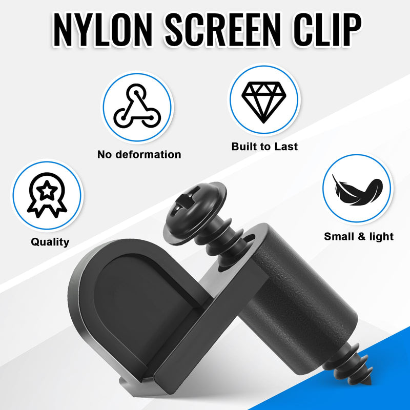 Blulu 24 Pack 3/8 in Nylon Window Screen Clip with Screws Black Offset Window Clips for Fastens Winter Window Screens, Storm Windows, Storm Panels, Screen Door Clips
