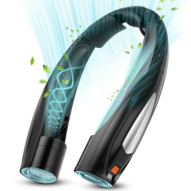AI Neck Fan, 6 Speeds Adjustable Portable Personal Fan Rechargeable, Faster Cooling Wearable Fan, Ultra Quiet for Home, Office, Travel, Outdoor Black
