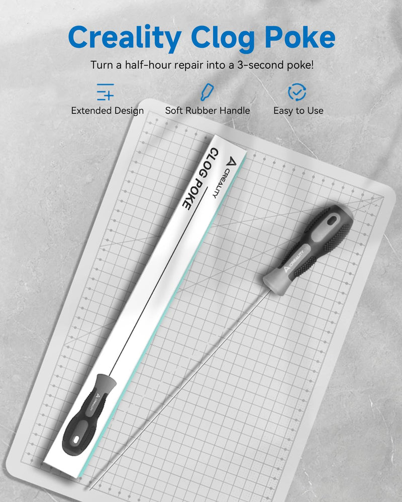 Creality Official Clog Poke, 0.4mm Needles Cleaner Perfect for Any 1.75mm 3D Printer Nozzle Cleaning Kit Stainless Steel with Soft Rubber Handle Creality Clog Poke