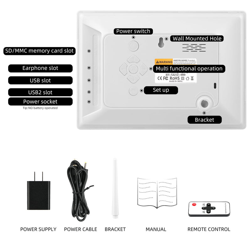 Digital Alarm Clock, Multiple Alarm Functions, Clock with Date and Week, Digital Alarm and Electronic Calendar for Seniors (White, 7inch WiFi) White