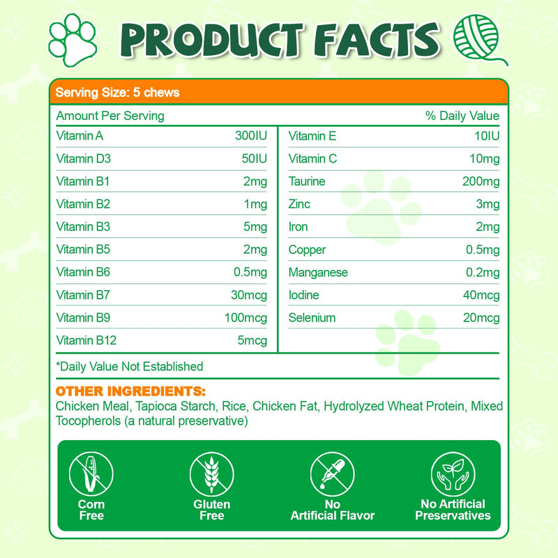 Taurine for Cat Vitamins Treat - 70 Days Supply Cat Multivitamin for Cats, Supports Feline Heart & Vision, Skin Coat, Joint, Immune, Digestion, 19 in 1 Taurine Supplement for Cats Taurine, Mineral