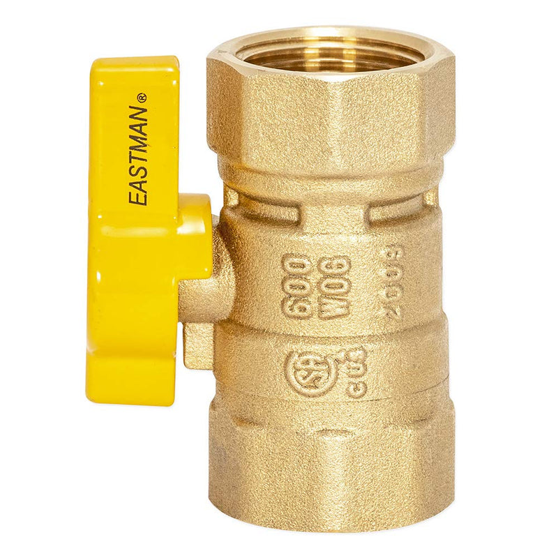 Eastman 3/4 Inch FIP Straight Gas Ball Valve with 1/4-Turn Handle, Brass Plumbing Fitting, 60011 3/4 in.