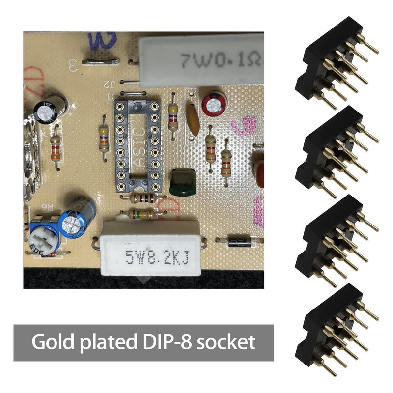 20Pcs Gold Plated 8-Pin DIP Round IC Chip Socket Adaptor 2.54mm Pitch Straight IC Socket for 8 DIP OP-AMP IC Sockets for NE5532 Burr Brown LM Audio Grade