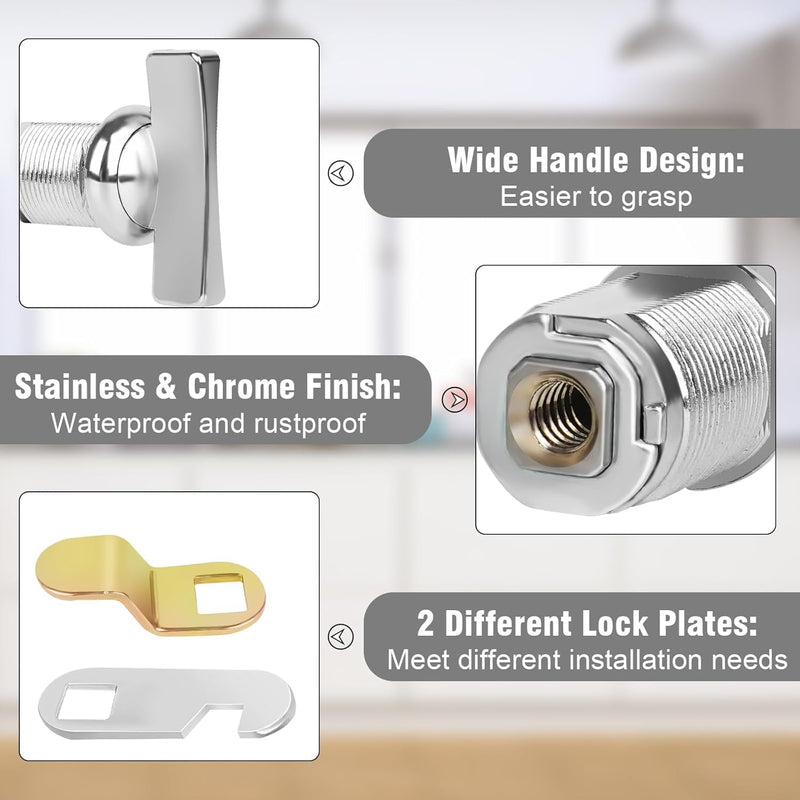 Cabinet Cam Locks 1-1/8” Thumb Operated, 10PCS RV Locks for Storage Door, Compartment Door, Keyless Non-Locking Fits on Camper, Vehicles, Files Drawers (1-1/8 Inch 10Pcs) 1-1/8 Inch 10Pcs