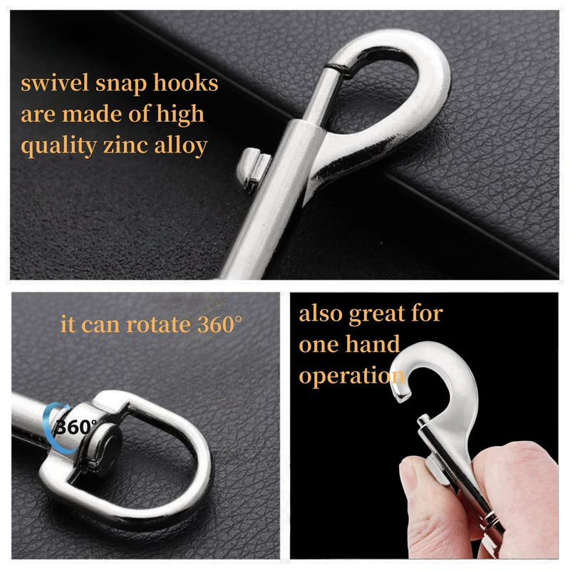 Flag Clips Swivel Snap Hooks, 4 Pcs Zinc Alloy 1.8 Inch Multifunctional Swivel Snap Hooks for Dog Leash Hook Boat Rope Keychain