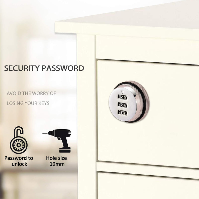 Lpraer Combination Cam Lock Security Locks Set of 2 Password Coded Locks for Safety of Box Cabinet Drawer Mailbox Door Furniture (1-1/8 Inch, Silver) 30 mm