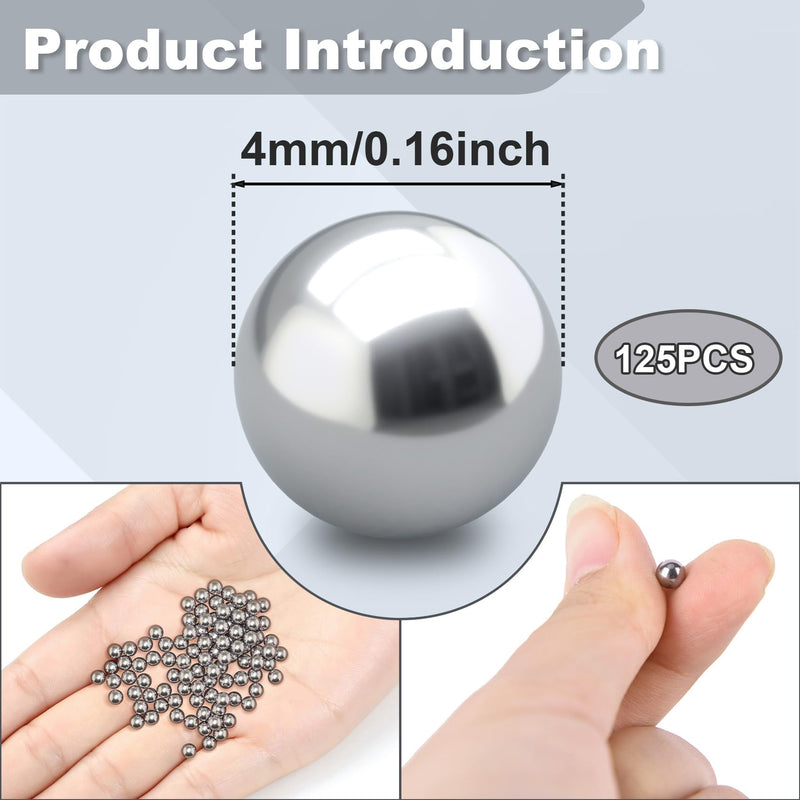 OIIKI 125 PCS Paint Mixing Balls, 316 Stainless Steel Ball for Mixing Paint, 0.16 Inch / 4 mm Nail Polish Bearing Balls, Replacement Balls for Mixing Model Paints