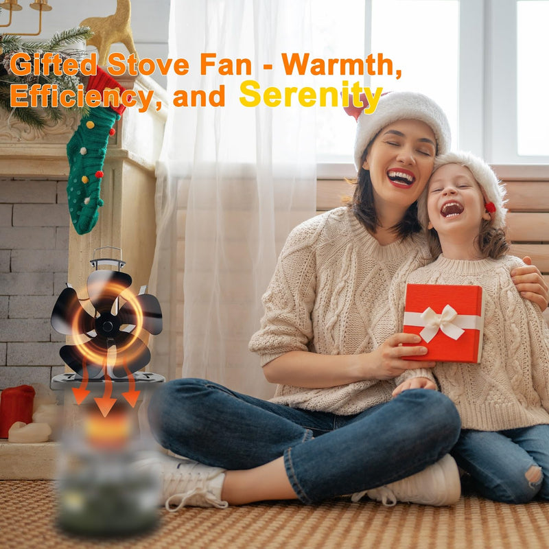 Tomersun Wood Stove Fan Heat Powered Fireplace Fan 5 Blades Stove Fans with Bracket Fixed on Stove, Camping Outdoor/Indoor Use Large