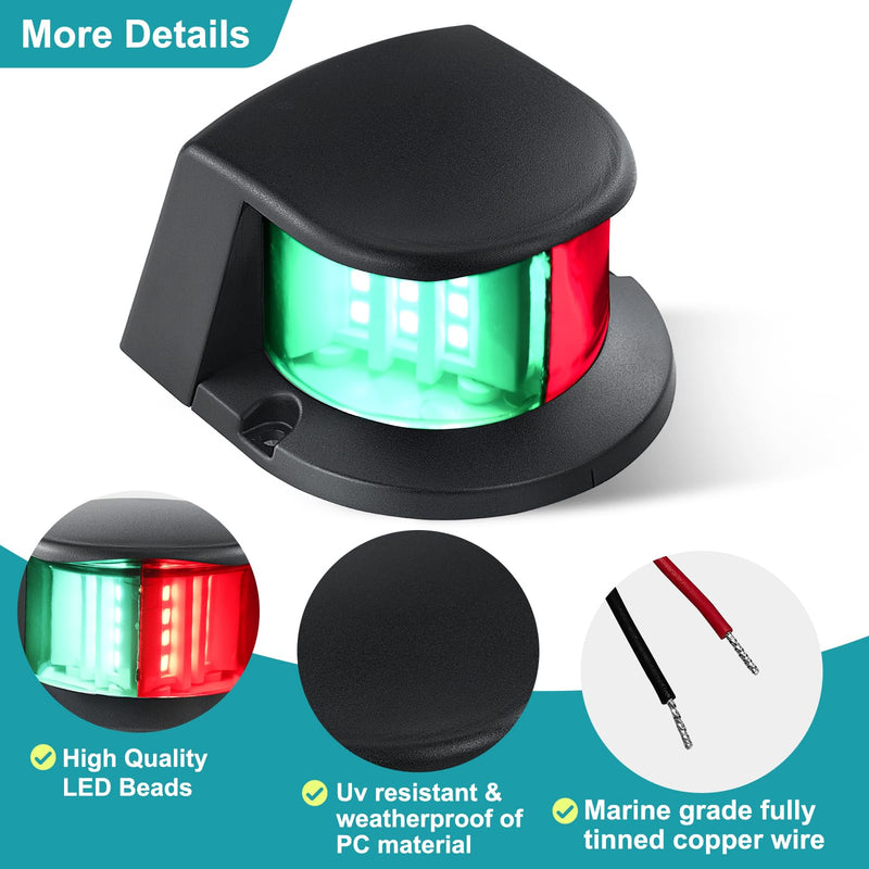 Red and Green Boat Navigation Lights，Waterproof 2NM 10-30V,Energy-Saving,Boat Navigation Lights Led for Fishing Boats Bowrider Skiff Plastic