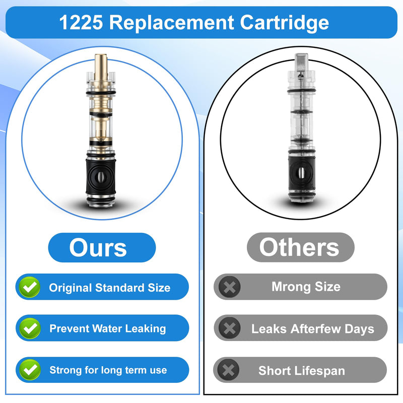 1 Pack Dual Seal 1225 Replacement Cartridge With 104421 Cartridge Removal Tool, for Moen 1225 1225B, One Handle Bathroom Faucet Cartridge, for Single Handle Faucet/Showers, Brass 1