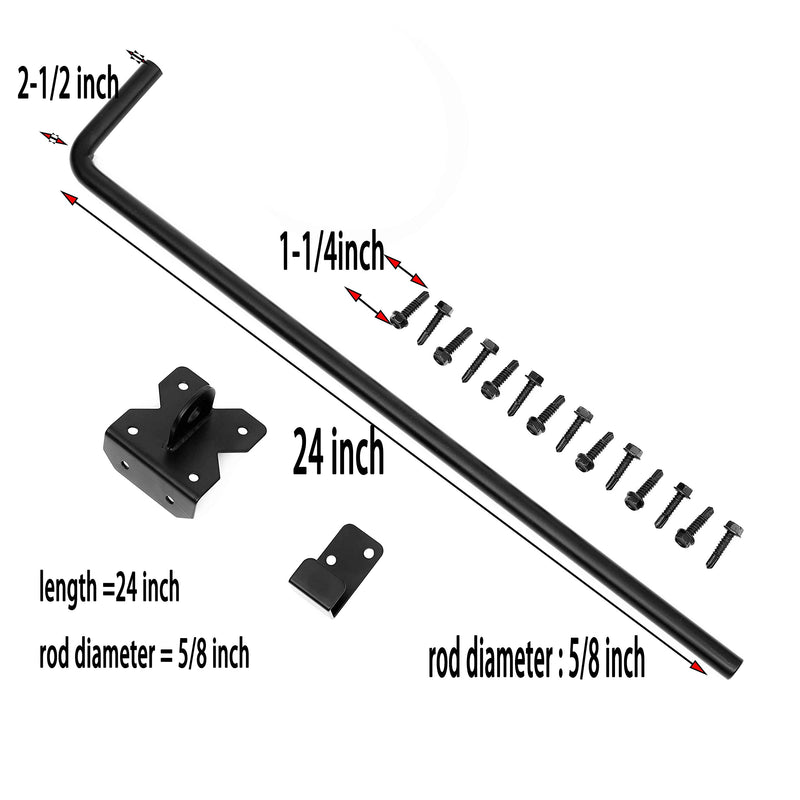 Heavy Duty 24 inch Cane Bolt Drop Rod Gate Drop Pin Steel Material -2 Pack mainly for Double Open Door dicha-24-2pack