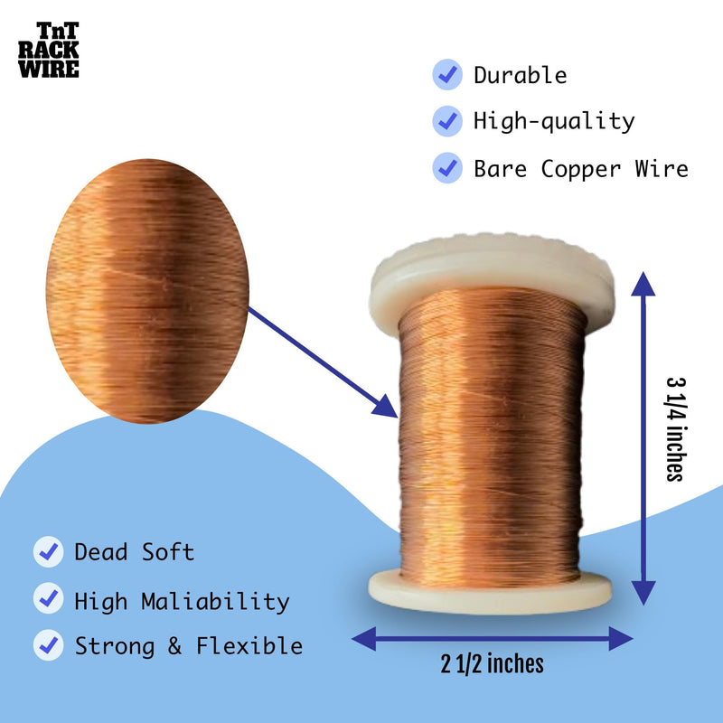 Bare Copper Wire – 28 Gauge, Dead Soft for Jewelry Making, Crafting, Gardening – 2,068 FT – 1 lb Spool