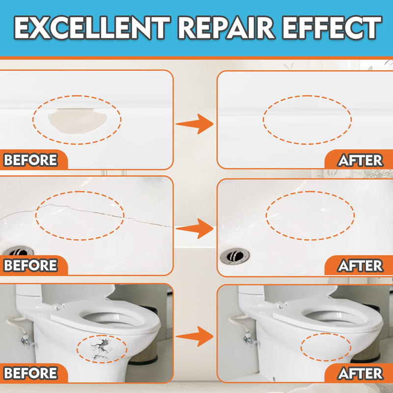 Bondtech Porcelain Repair Kit, White Bathtub & Tile Repair Kit, for Tub, Enamel, Fiberglass, Acrylic, Porcelain, Ceramic, Marble, Granite, Chips, Dents, Cracks, Hole (100) 100