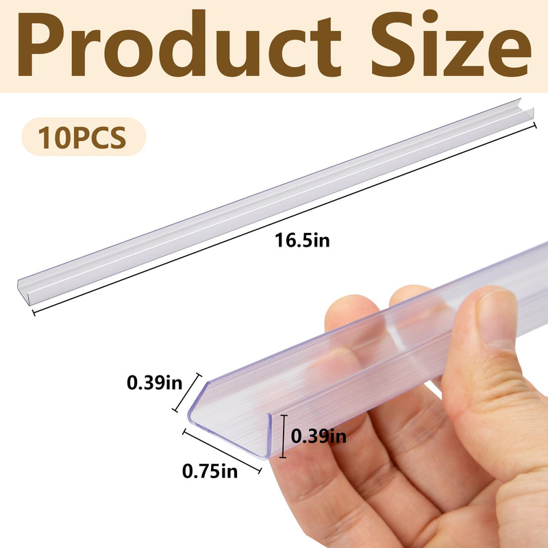 10 Pcs 16.5" Cabinet Door Protector Edge Guard-3/4 Thick Slip-On Drawer Door Protector in Clear-Shelf Edge Protector for Kitchen Cabinets to Prevent Wear,Chipping and Discolouration 16.5 Inch