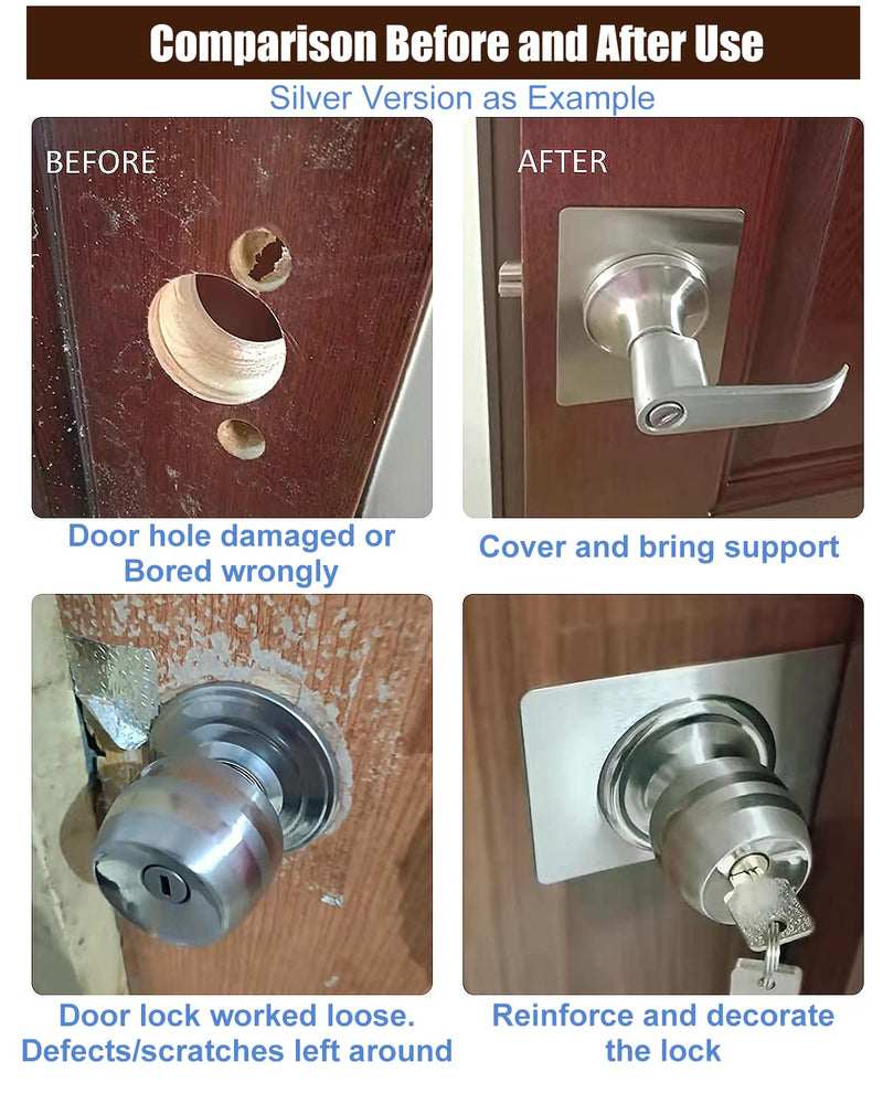Door Knob/Deadbolt Reinforcement Plate Matte Black, Door Handle Fixing Cover Filler Repair Backplate, Door Lock Hole Backing Reinforcer Kit 2PCS 2 pcs