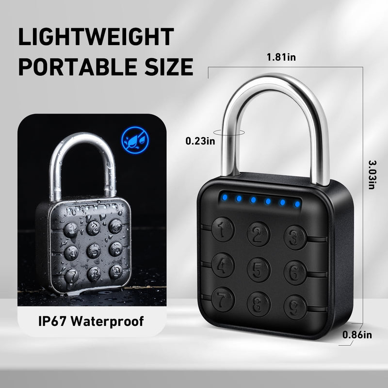 Smart Combination Lock for Locker, Digital Padlock for Gym Locker Lock with APP, 6 Digit Combination Lock, Waterproof Outdoor Gate Lock Padlock for School, Gym, Fence, Travel