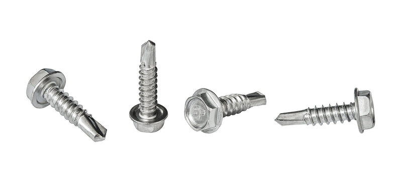 #10 x 3/4'' Hex Washer Head Self-Drilling Tek Screw Zinc Plated Steel for Attaches Sheet Metal Steel or Steel to Metal - Box of 100 3/4" Long