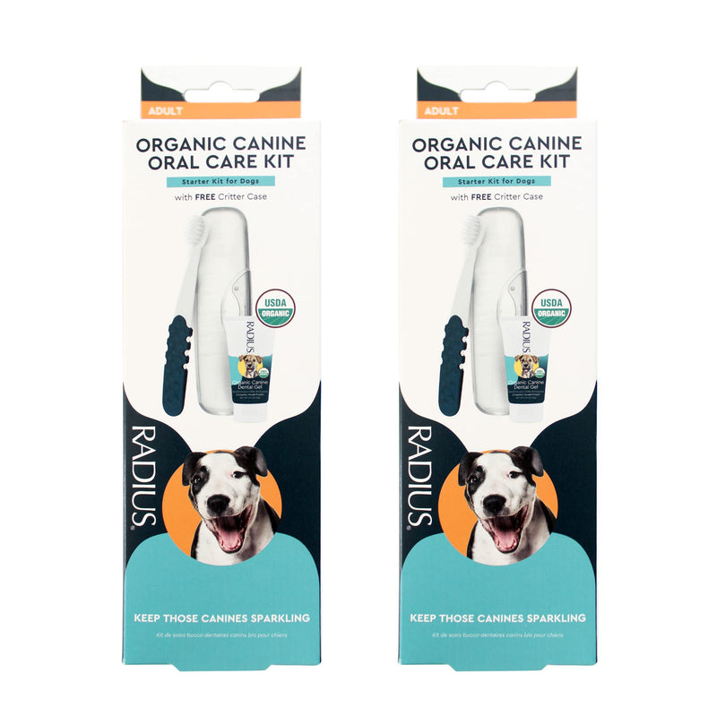 RADIUS USDA Organic Dental Solutions Adult Kit 2 Units, Includes 1 Dog Toothbrush & 1 0.8oz Toothpaste, Firm Bristle & Non Toxic Toothpaste for Dogs, Designed to Clean Teeth, Xylitol Free Adult - Pack of 2