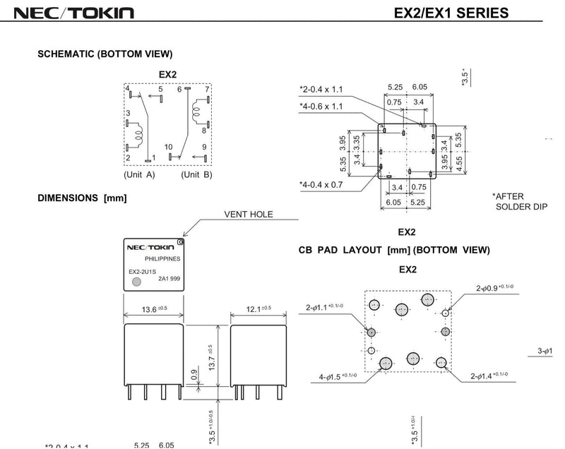 EX2-2U1S Automotive Relays, SPDT, Momentary, 12VDC, 30A (Pack of 3)