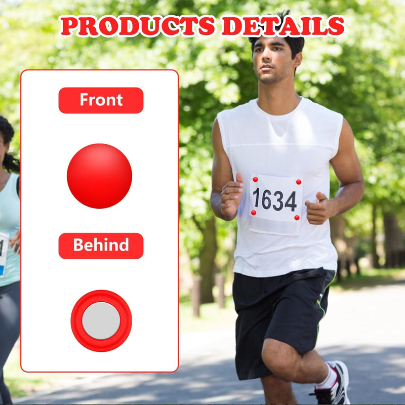 12Pcs Marathon Running Bib Clips Magnets Number Buckle Number Holder Race Bib Securing Running Gear Fixing Fastener Clip Field Red Blue Green for Cycling Triathlon Runners Field Supplies