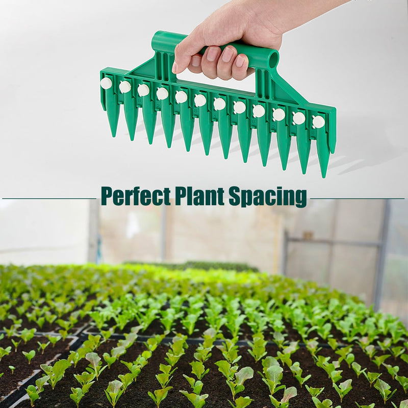 Seed Dibber, Multifunctional Seed Spacer Tool, Seed-in Soil Digger Garden Spacer aid for Planting Seeds Laying Out ideally Spaced Rows (Green) Green