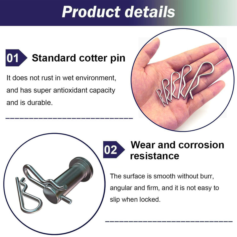 90 Pcs 6 Sizes Stainless Steel Hitch Pin Clip R Clips Retaining Pins Tractor Cotter Pin Hair Pin Assortment Spring Clip Retainer Pins Kit for Hitch Pin Lock System, Trucks, Engine Repair