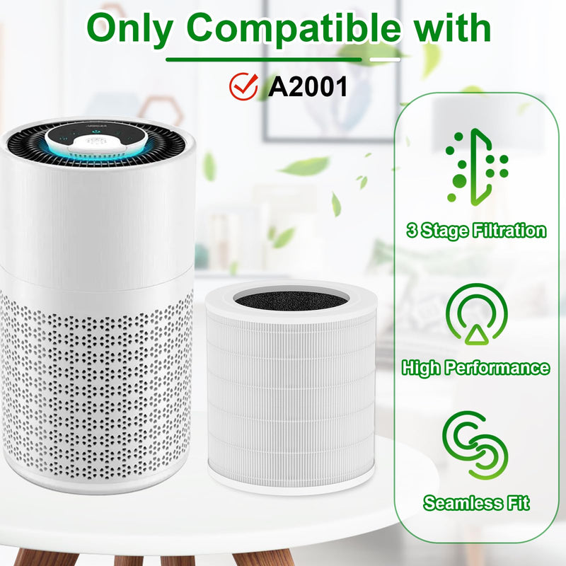 A2001 HEPA Replacement Filter Compatible with Airromi A2001 Air Puri-fier A2001 Filter