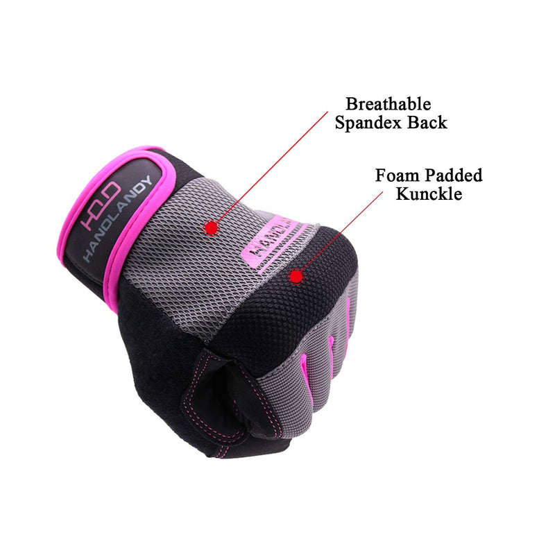 HANDLANDY Women Safety Work Gloves Utility Touch Screen Working Grip Glove for Yardwork Gardening Breathable Mechanic Gloves Pink Medium (Pack of 1)