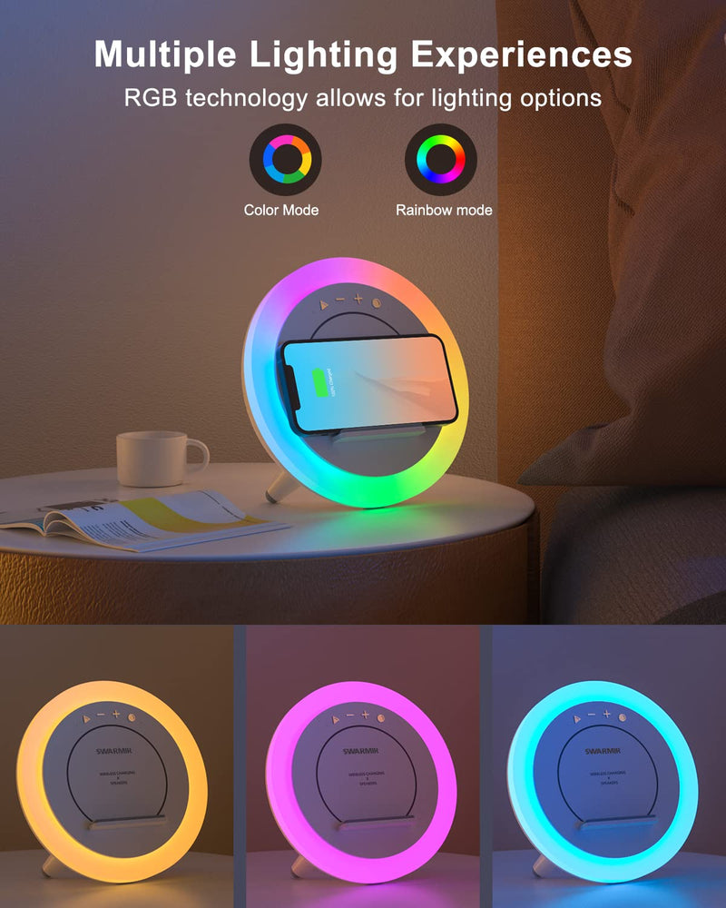 Bluetooth Speaker with Lights, Wireless Charging Speaker, Best Birthday Gift Ideas Teenage,Applicable for Bedroom/Teen Girl Gifts/Please use The Original Adapter(5W Wireless Charging) 5W wireless charging