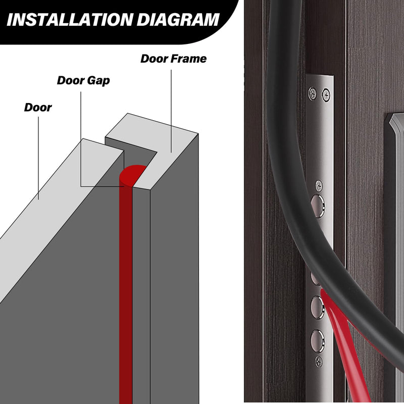 Silicone Weather Stripping Door Seal, 20FT Self Adhesive D-Shaped Door Weather Stripping for Door Frame＆Window Seal S (3/8"W × 1/4“T） Black