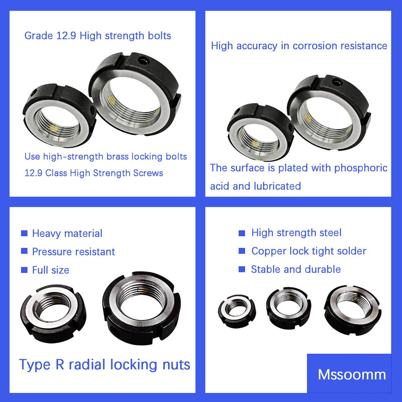 5Pcs R20 Precision Lock Nut for Roller Screws,M20 x 1.5 Round Nut, 42CrMo Alloy Steel, 4H Threads, Phosphated and Lubricated - Copper Locking Screw Included M20 x 1.5 5