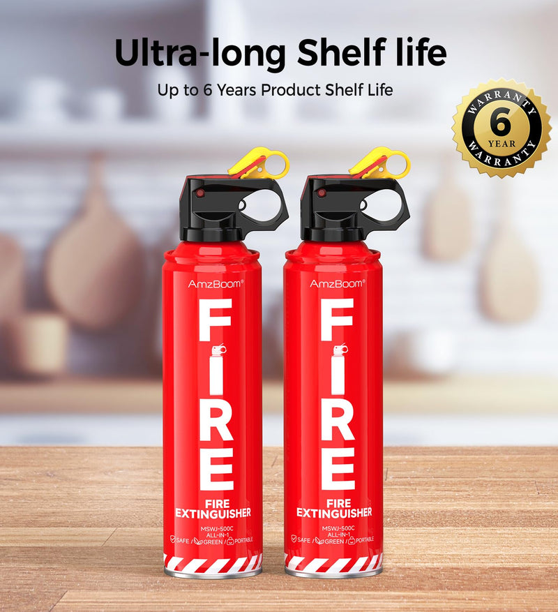 Fire Extinguisher for Home, Kitchen, Car, and Grill with Mounting Bracket and Emergency Kit – Extinguishing Spray, Compact A, B, C, K – Eco-Friendly, Prevents Reignition. ‎2-PACK