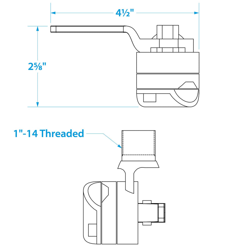 Seachoice Antenna Rail Ratchet Mount With Heavy-Duty Handle, 316 Stainless Steel