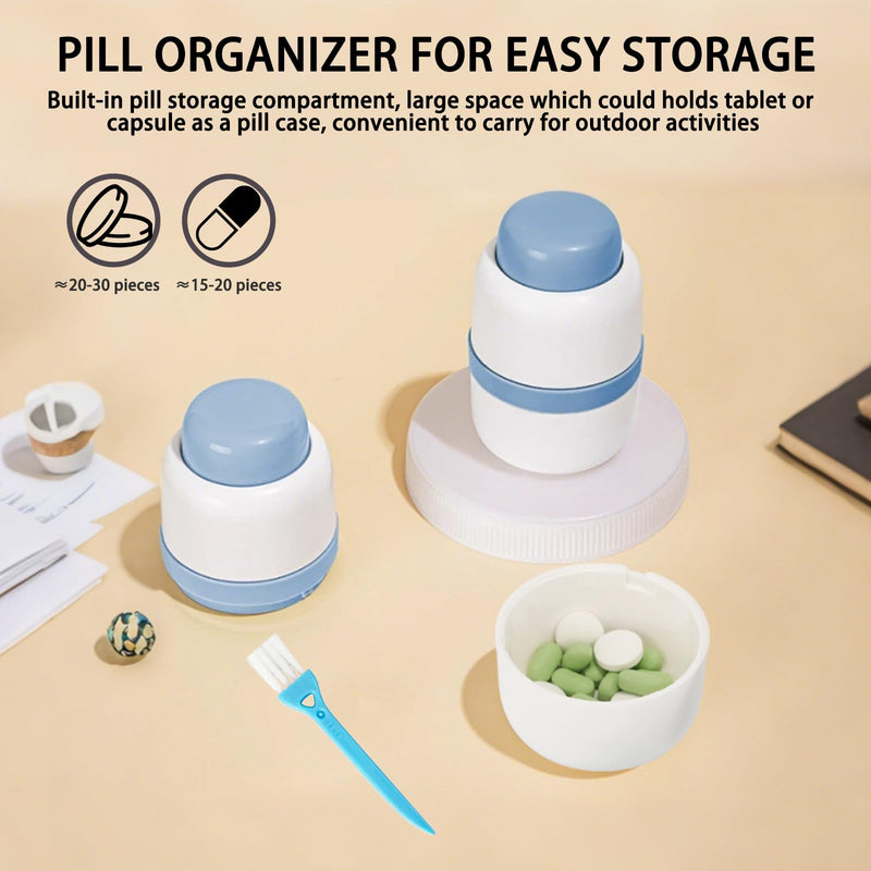 Pill Cutter 1/3 Pill Splitter for Small and Large Pills with Stainless Steel Blade for Cutting Pills in one Third or Half, Portable Pill Organizer, Ideal for Cutting Tablets, Vitamins Blue-3